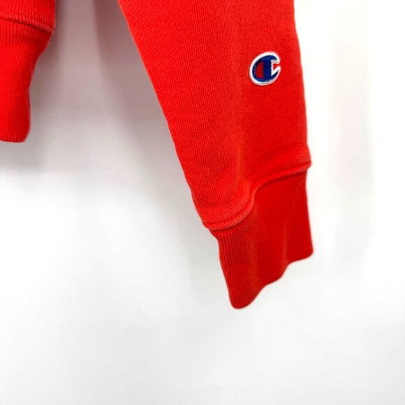Champion Hoodie Womens Small Orange Reverse Weave Spellout Pullover Orange black - Picture 4 of 12